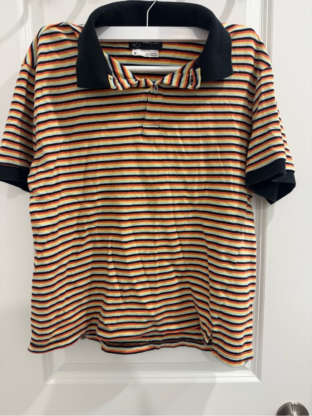 Original Use Multicolor Striped Polo with Black Collar